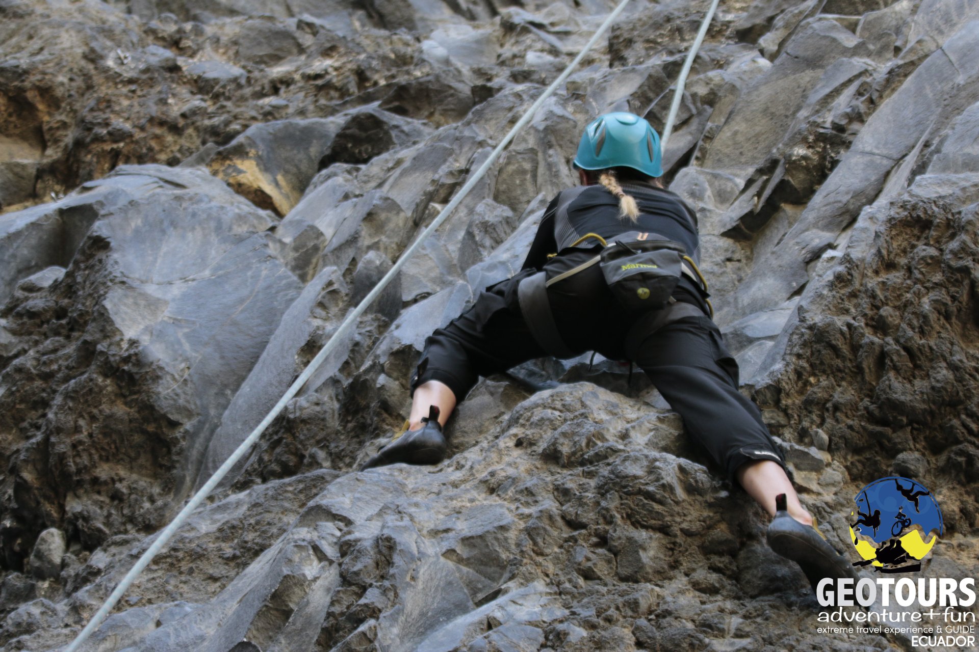 Rock climbing tour with Geotours near Baños de Agua Santa